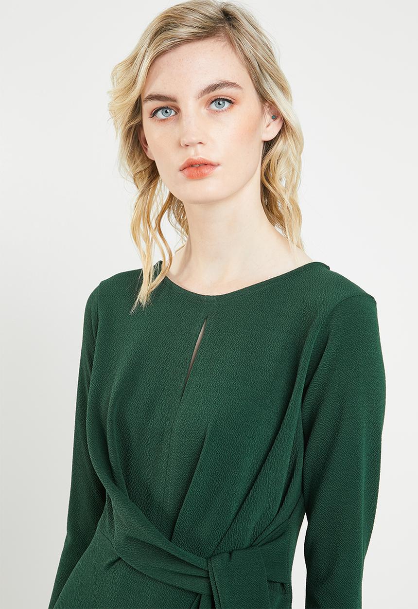 Superbalist - Tie front bodycon - green