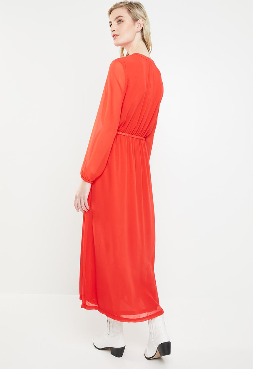 ONLY - Star maxi chiffon dress - orange 
