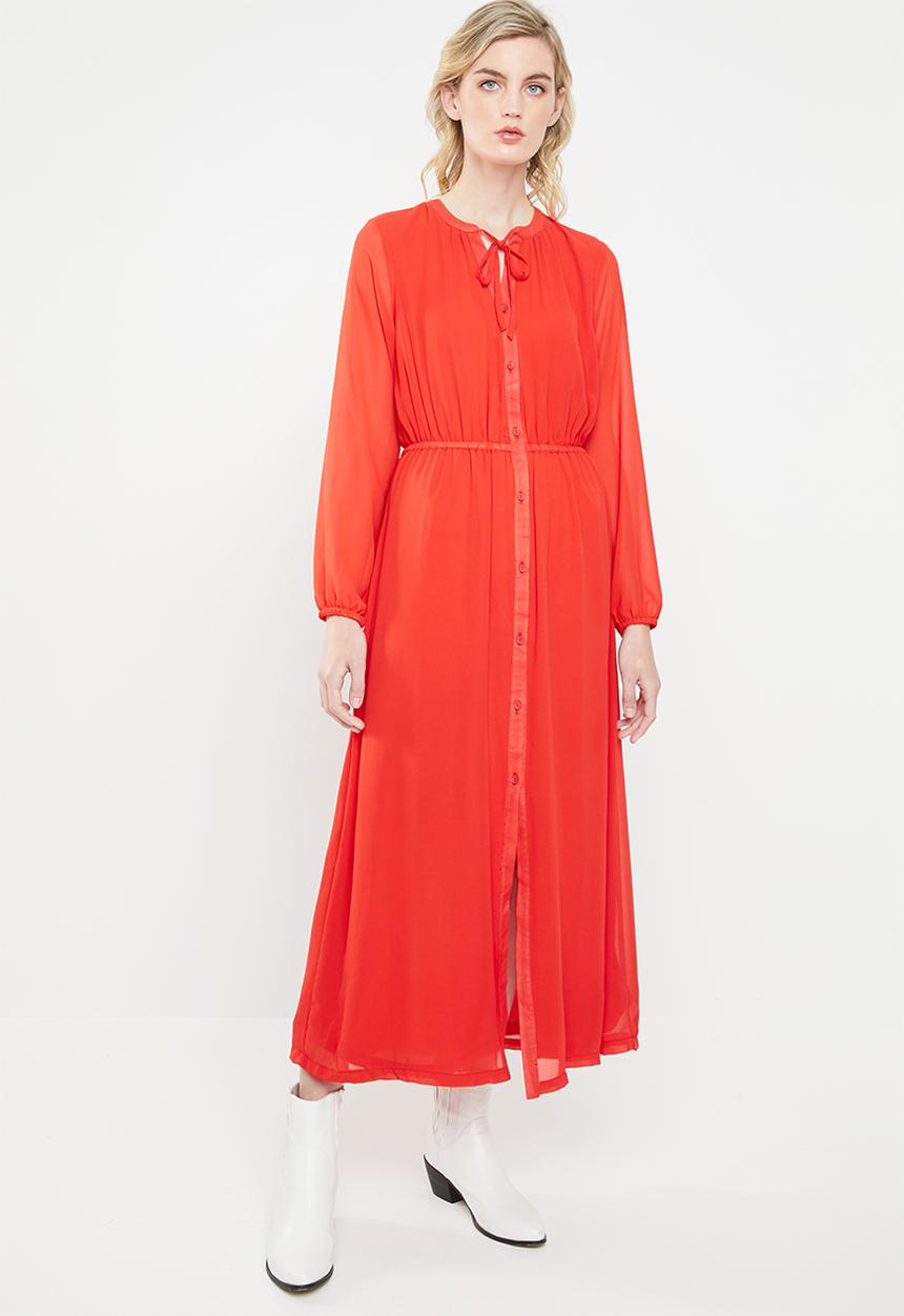 ONLY - Star maxi chiffon dress - orange 