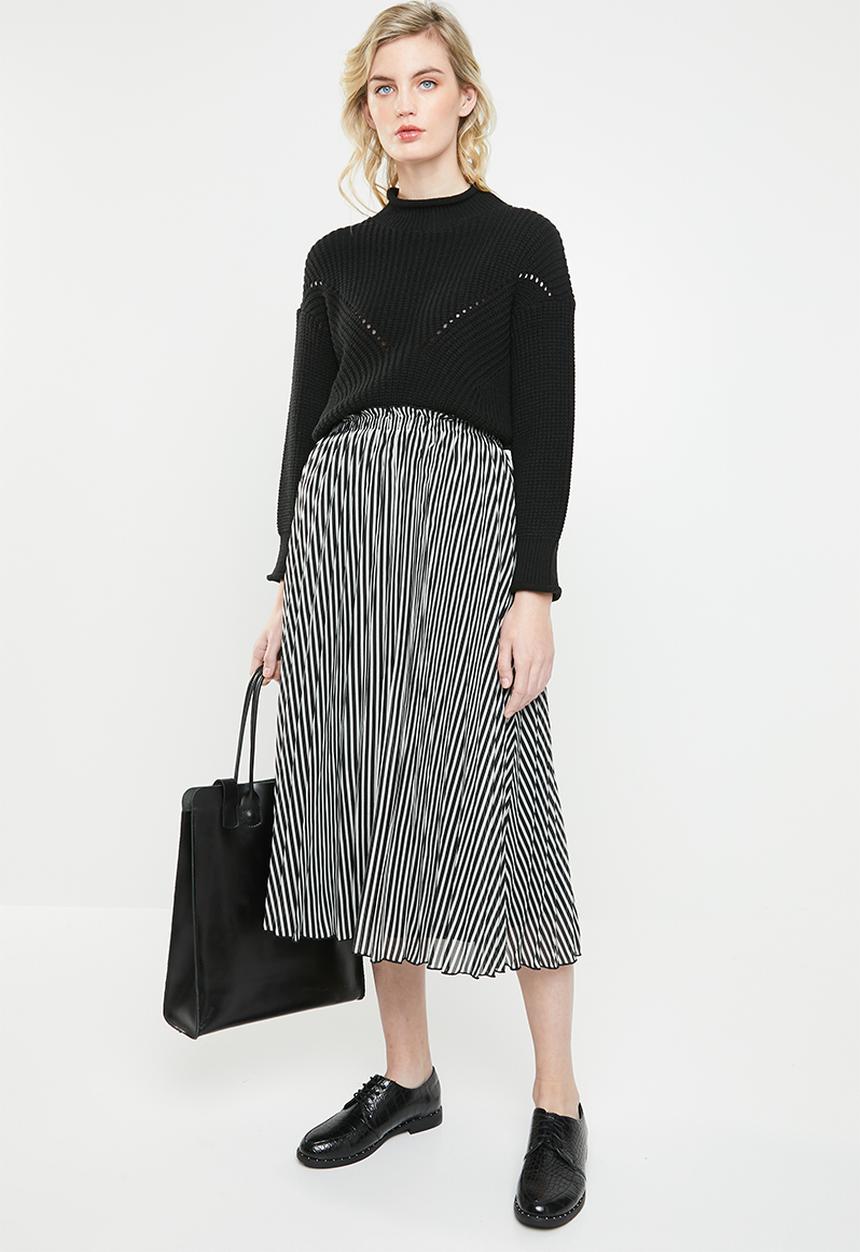 ONLY - Paige life above calf skirt - black & white
