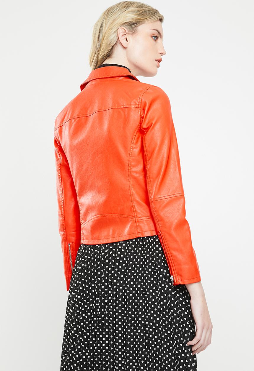 ONLY - Summer faux leather jacket - orange