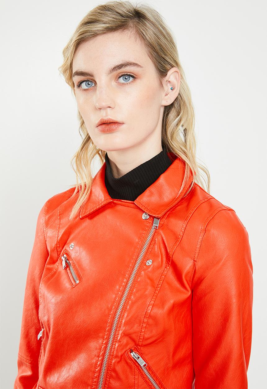 ONLY - Summer faux leather jacket - orange