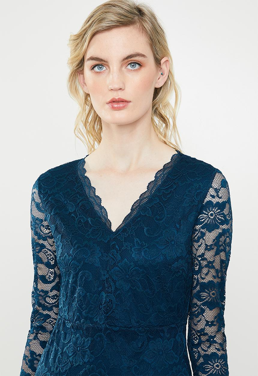 Vero Moda - Lucia long sleeve lace dress - navy