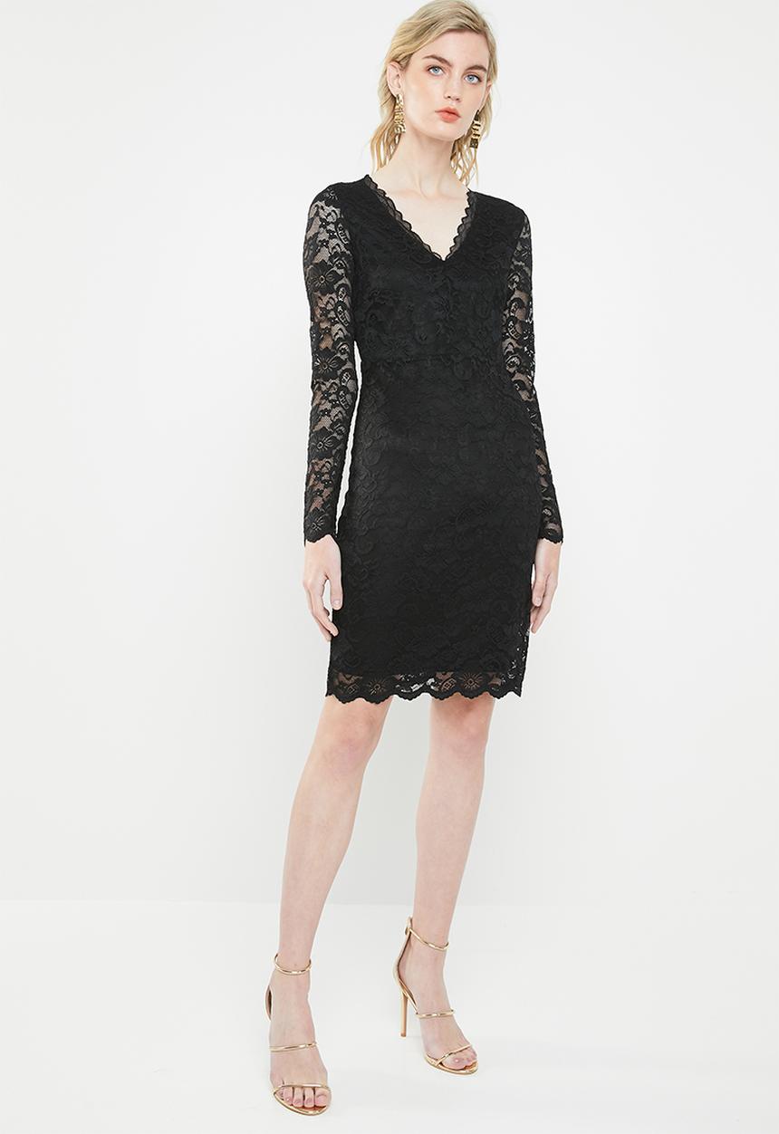 Vero Moda - Lucia long sleeve lace dress - black
