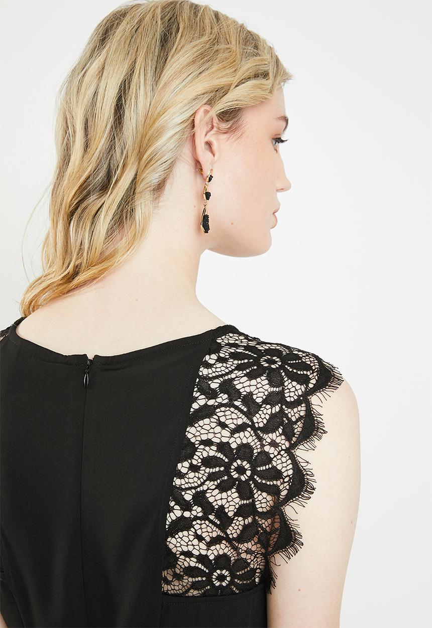 Vero Moda - Lissa lace cap sleeve dress - black