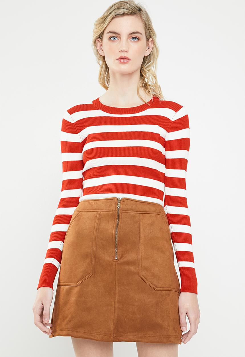 Jacqueline de Yong - Aspen treats stripe jersey - red