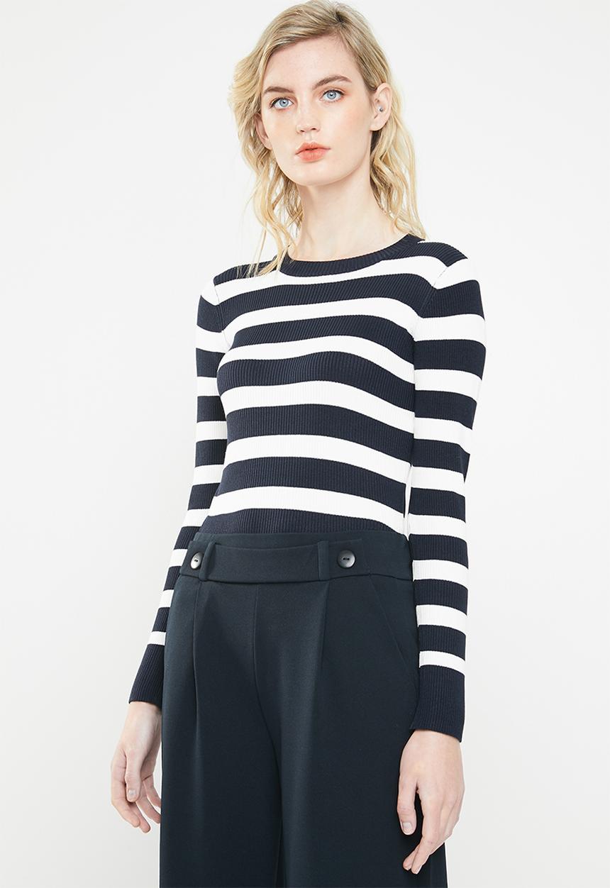 Jacqueline de Yong - Aspen treats stripe jersey - navy & white