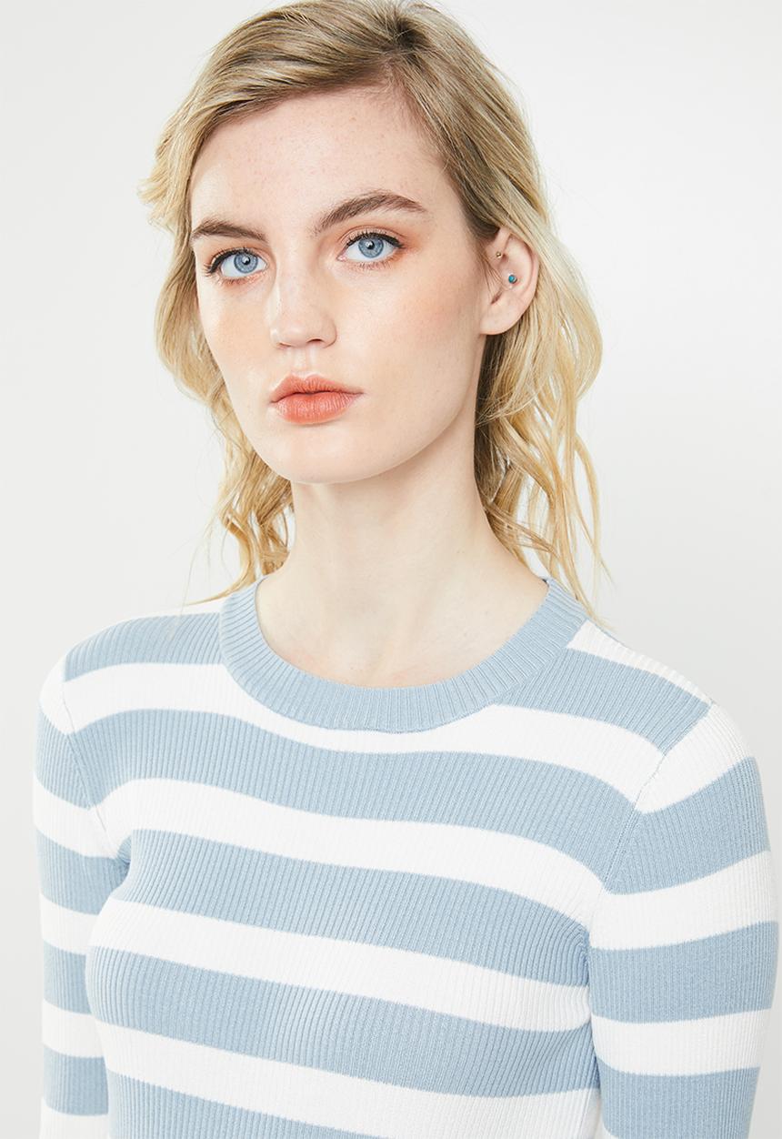 Jacqueline de Yong - Aspen treats stripe jersey - cream & blue