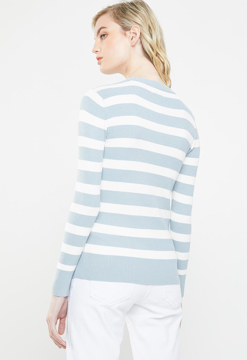 Jacqueline de Yong - Aspen treats stripe jersey - cream & blue