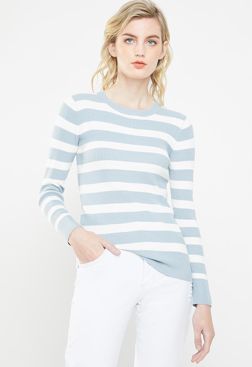 Jacqueline de Yong - Aspen treats stripe jersey - cream & blue