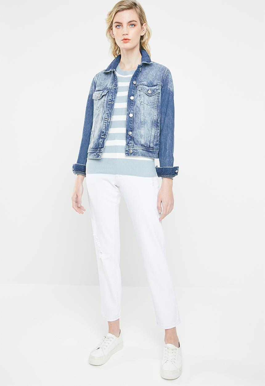 Jacqueline de Yong - Aspen treats stripe jersey - cream & blue