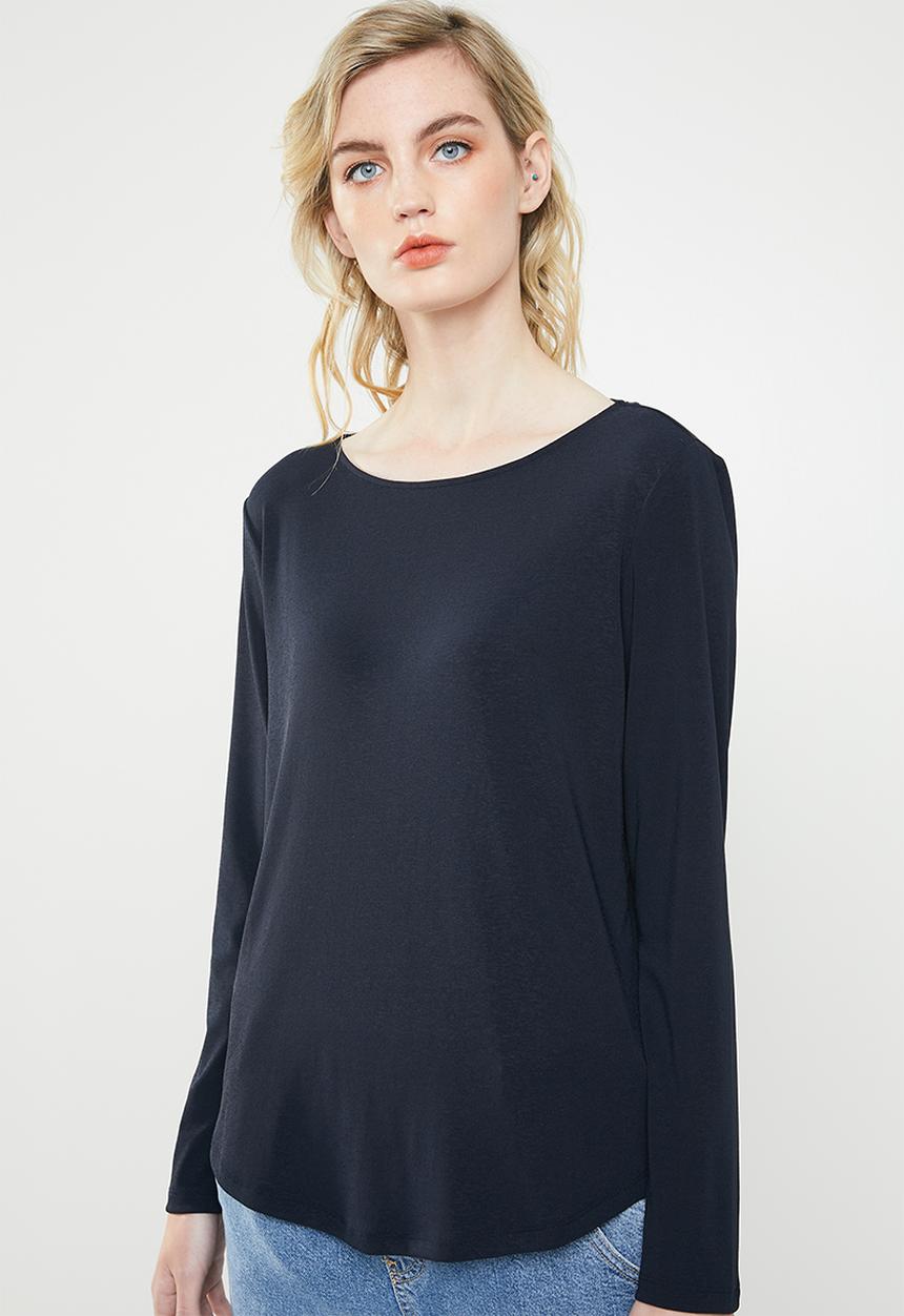 Jacqueline de Yong - Nola long sleeve top - navy