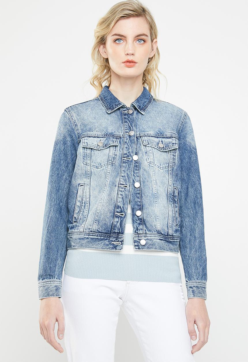 Jacqueline de Yong - Kaily denim embroidery detail  jacket - blue
