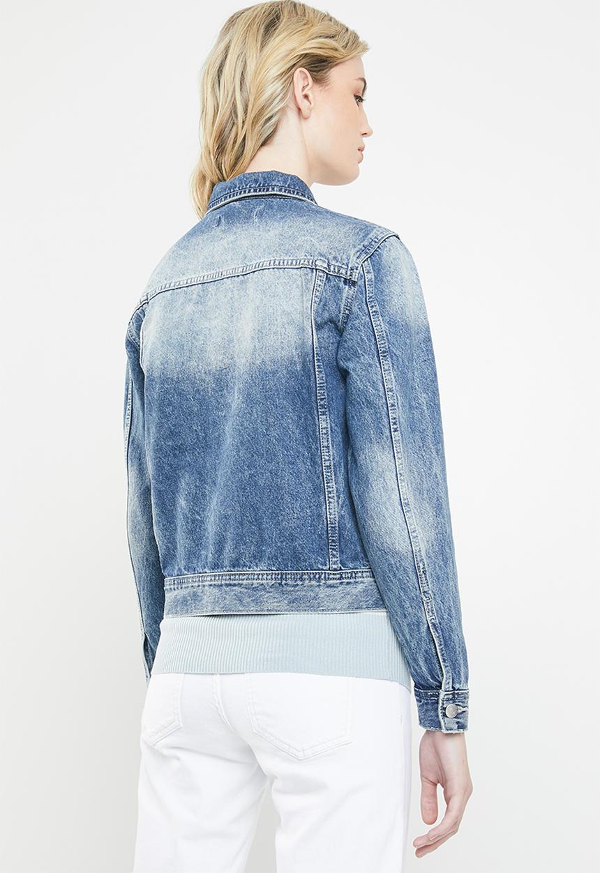 Jacqueline de Yong - Kaily denim embroidery detail  jacket - blue