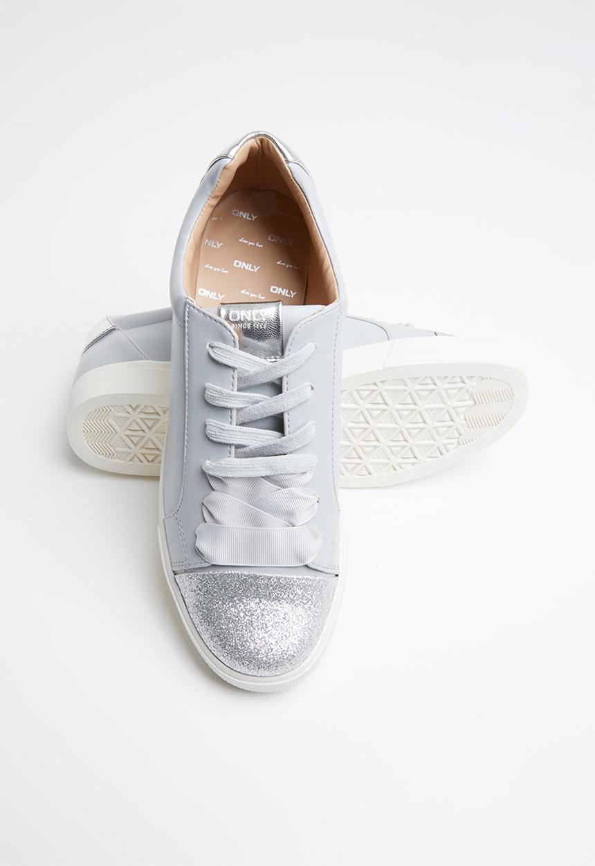 ONLY - Skye glitter toe cap sneaker - grey