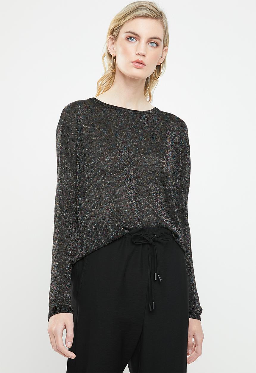 Vero Moda - Ruba lurex boatneck blouse - black
