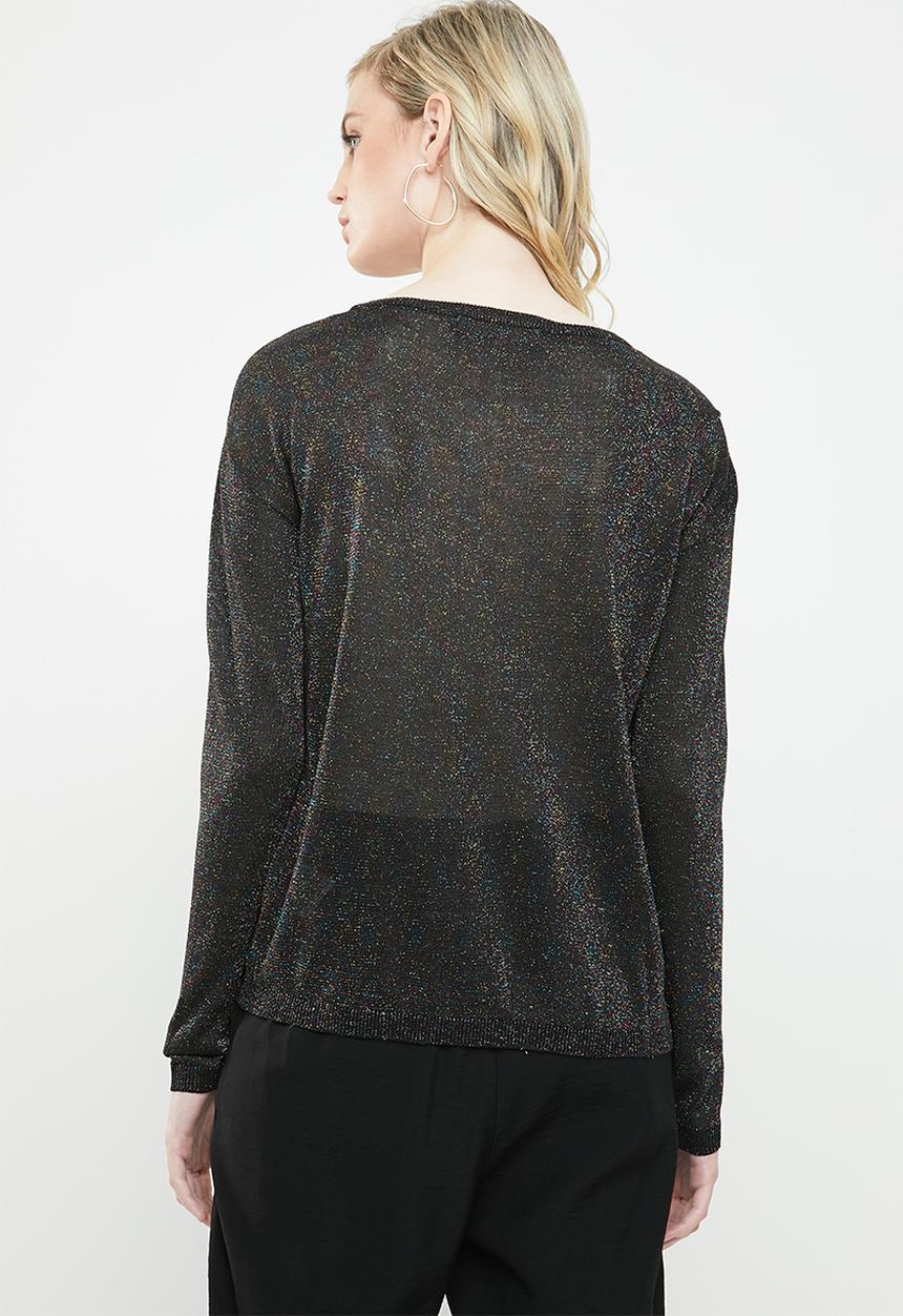 Vero Moda - Ruba lurex boatneck blouse - black