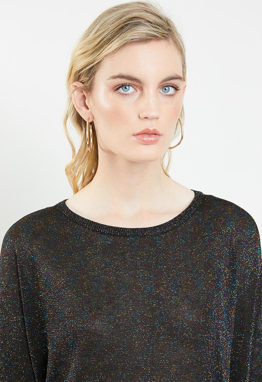 Vero Moda - Ruba lurex boatneck blouse - black