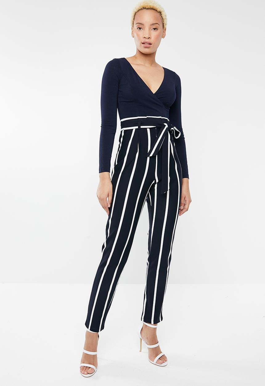 SISSY BOY - Paperbag jumpsuit - navy & white