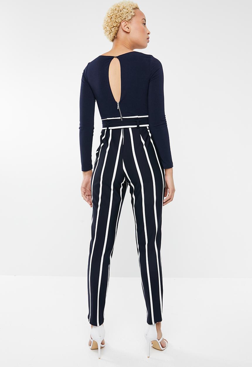 SISSY BOY - Paperbag jumpsuit - navy & white