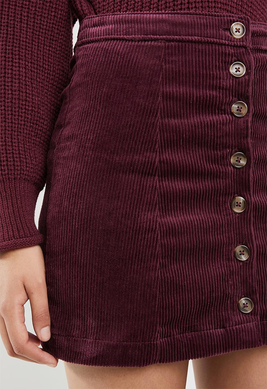Forever21 - Corduory button through mini - burgundy