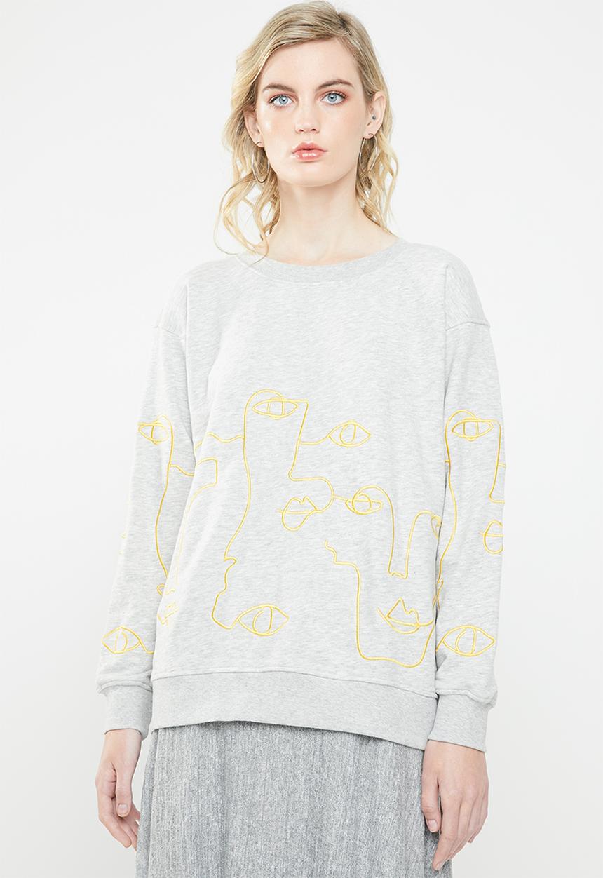 ONLY - Bellis long sleeve O-neck sweat top - grey