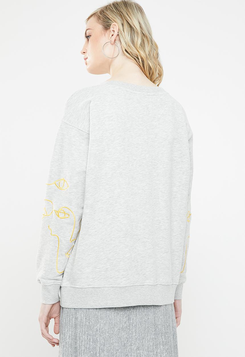 ONLY - Bellis long sleeve O-neck sweat top - grey