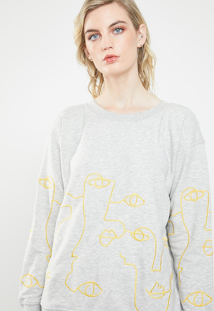 ONLY - Bellis long sleeve O-neck sweat top - grey