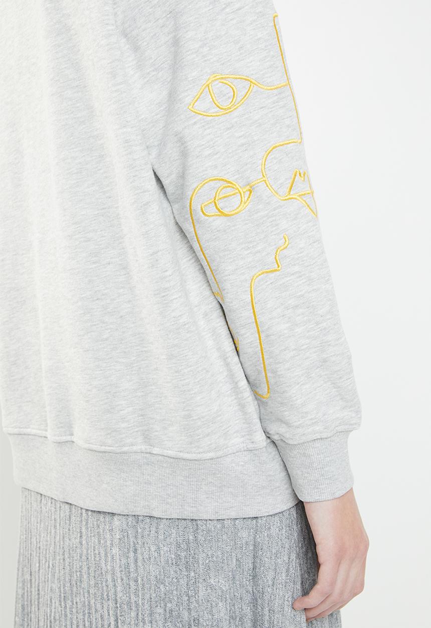 ONLY - Bellis long sleeve O-neck sweat top - grey