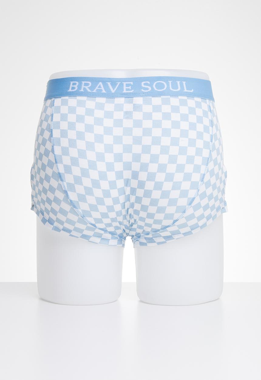 Brave Soul - Squared cotton 2 pack boxers - pink & blue