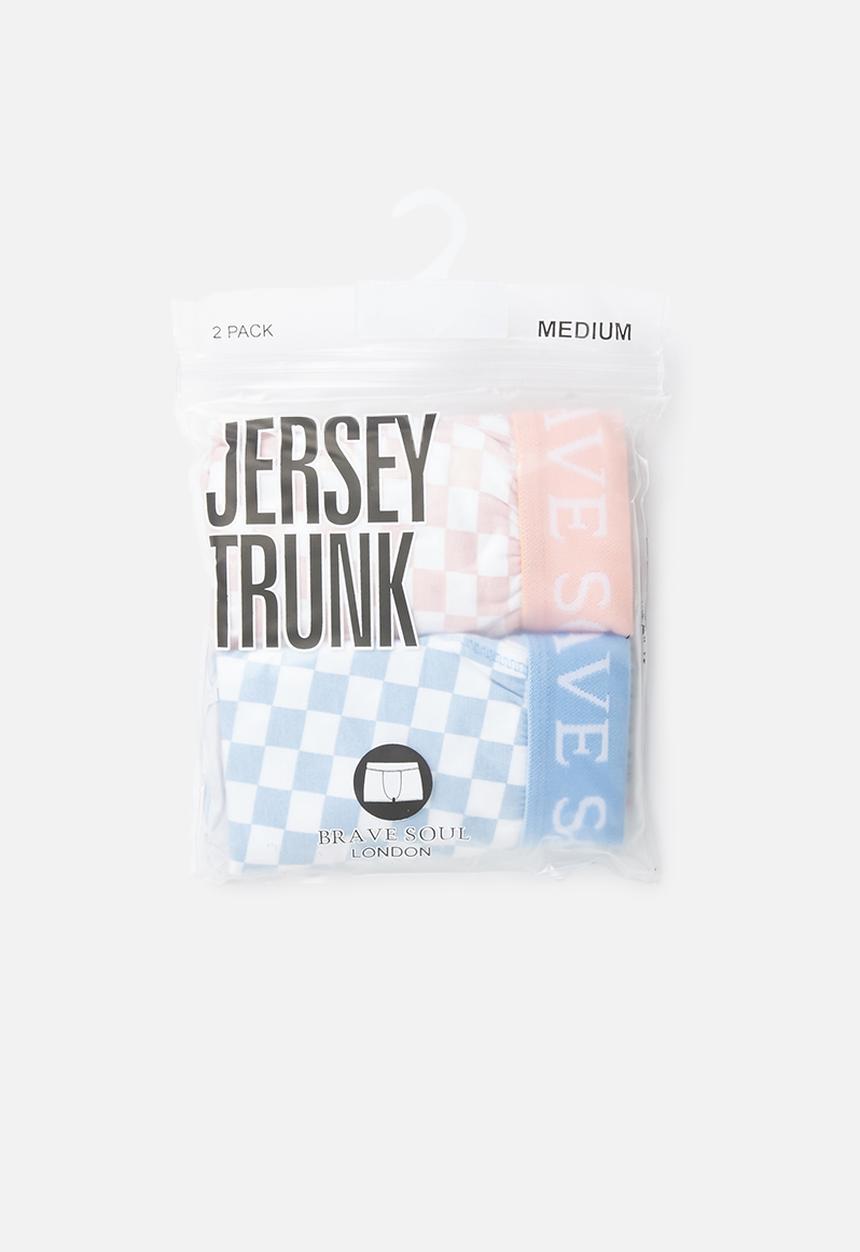 Brave Soul - Squared cotton 2 pack boxers - pink & blue