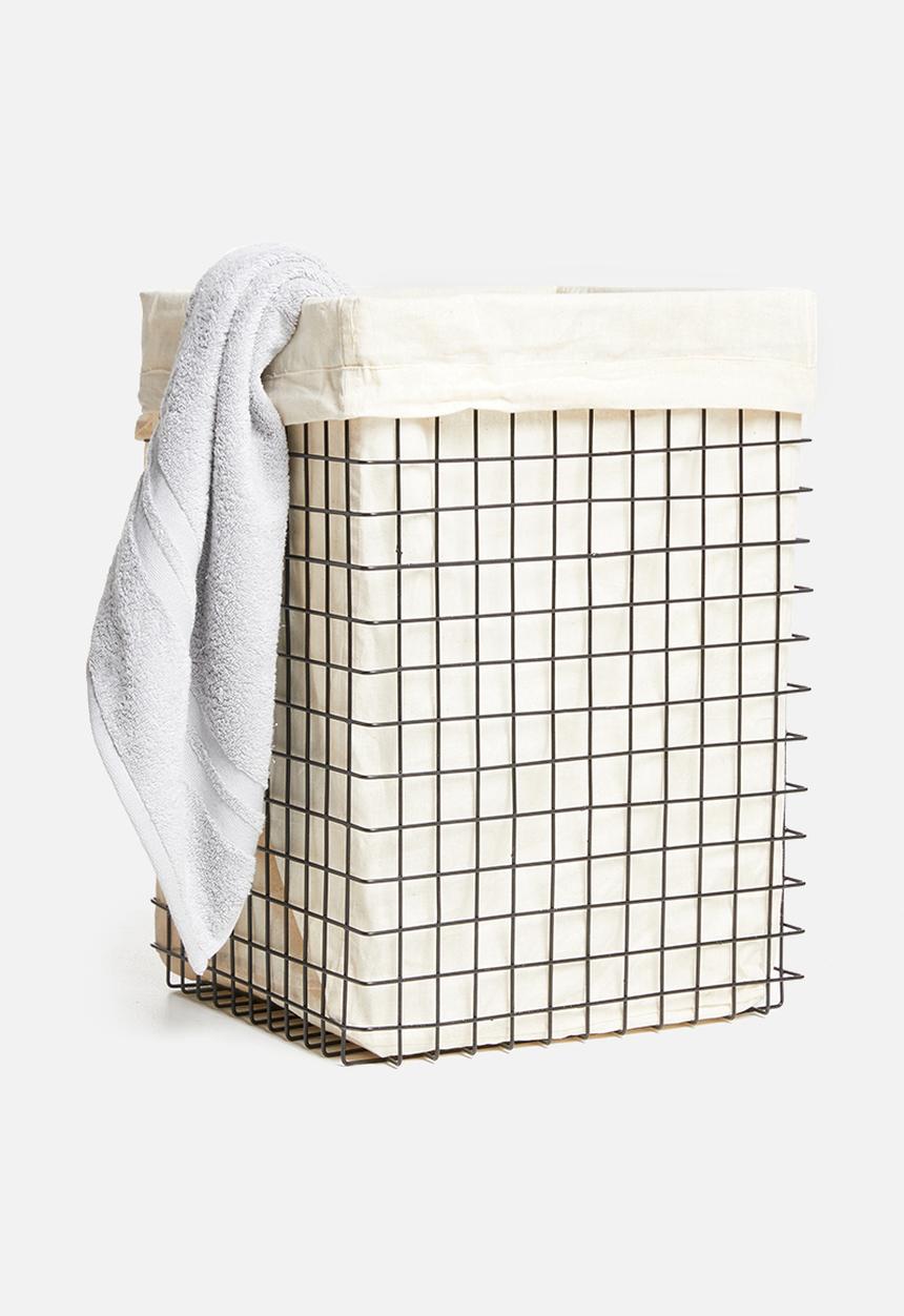 Sixth Floor - Argyle laundry basket - black 