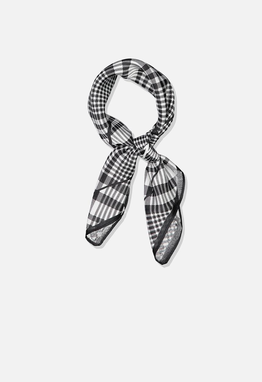 Cotton On - Soho check satin scarf - black & white