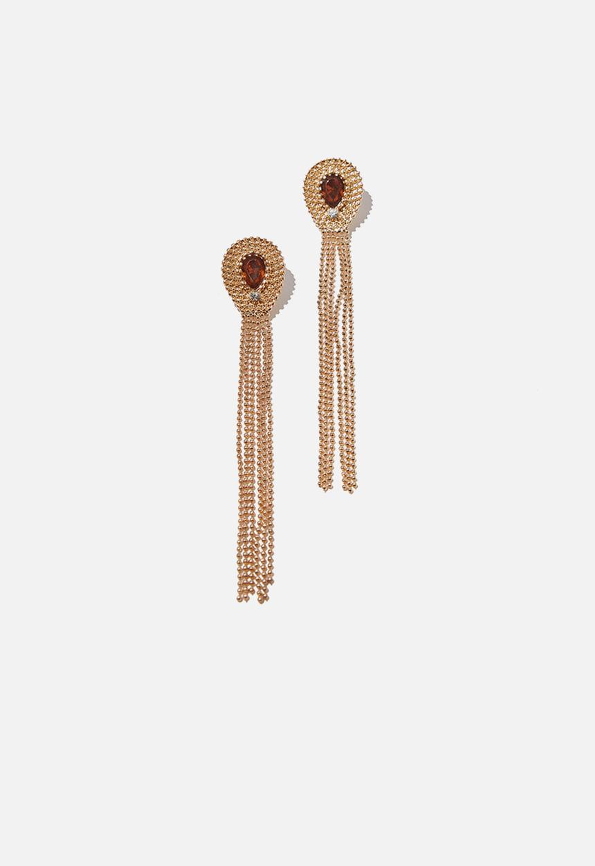 Cotton On - Layla baroque earring - gold & red