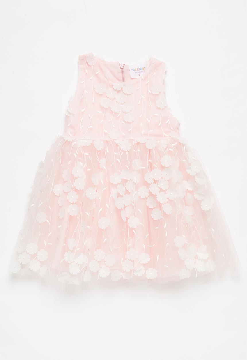 Pop Candy - Mesh Overlay Dress - mid pink