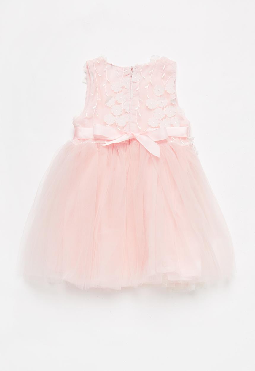 Pop Candy - Mesh Overlay Dress - mid pink