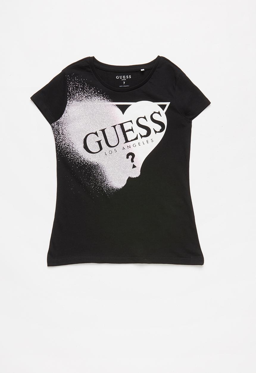 GUESS - Teens short sleeve faded heart guess tee - black