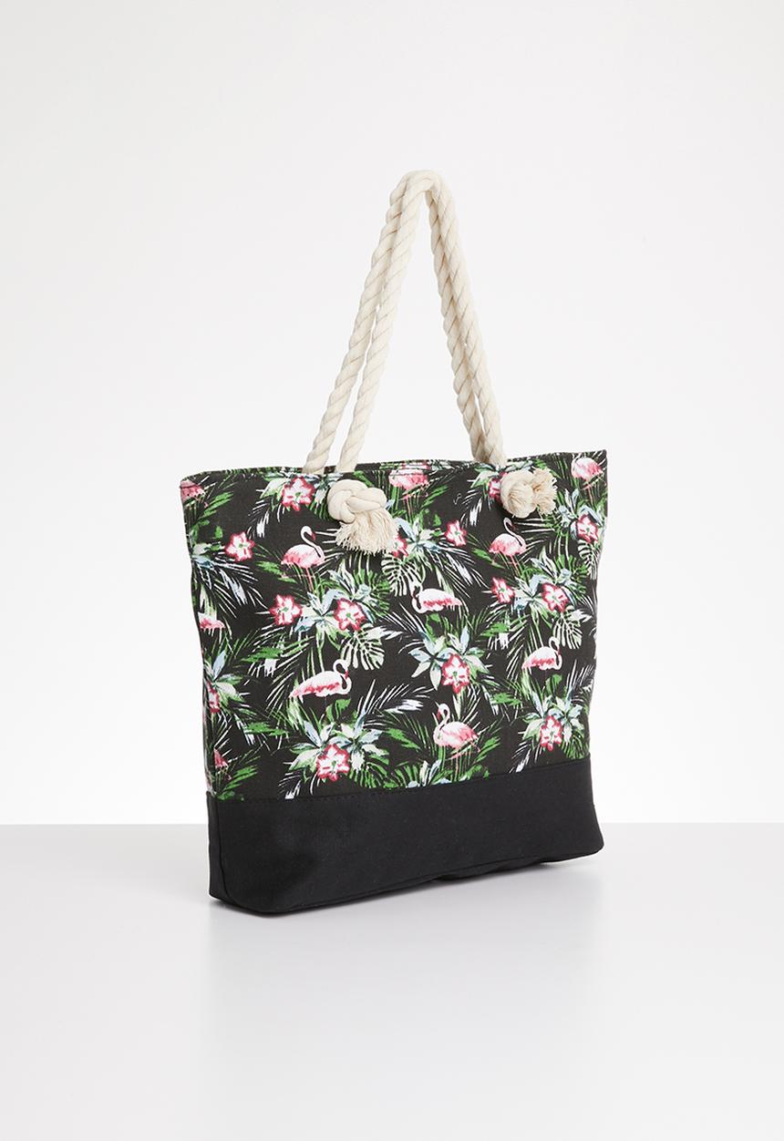 STYLE REPUBLIC - Flamingo print shopper bag - black