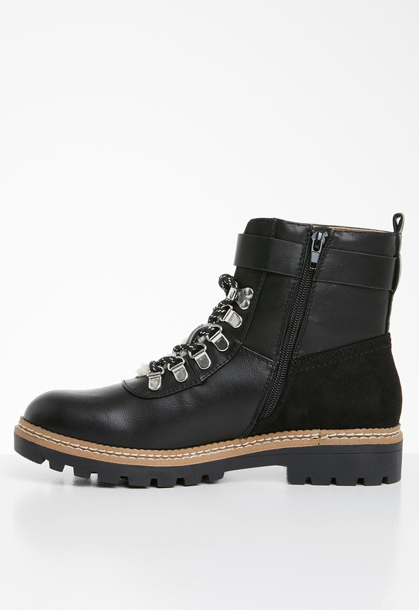 ONLY - Bex buckle lace up bootie - black