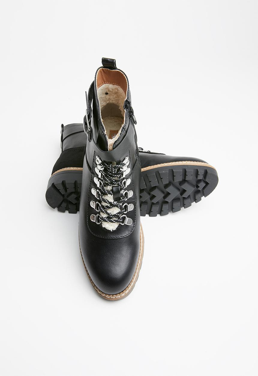 ONLY - Bex buckle lace up bootie - black