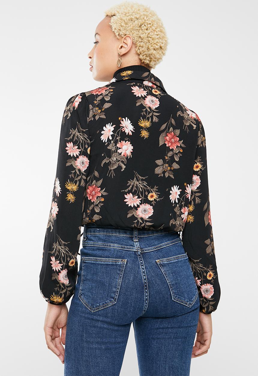 Forever21 - Floral blouse - black