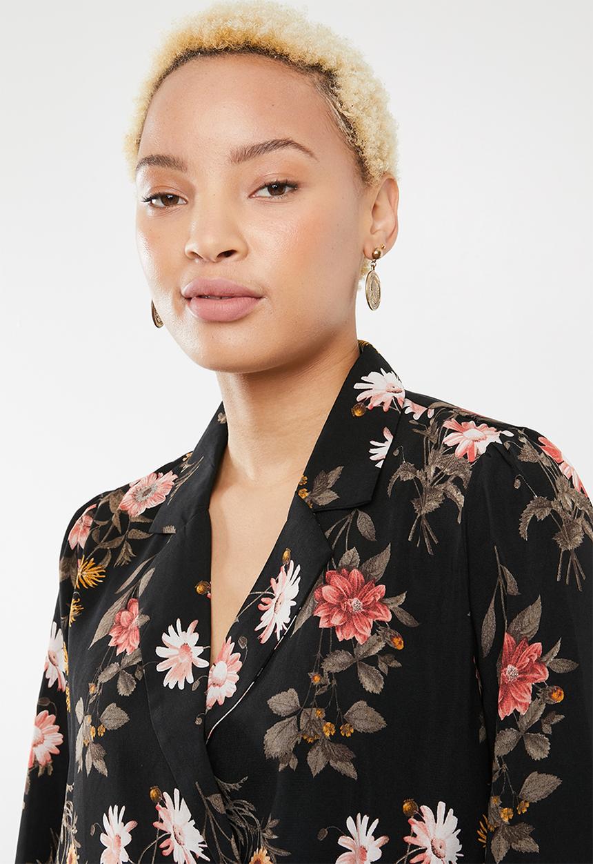 Forever21 - Floral blouse - black