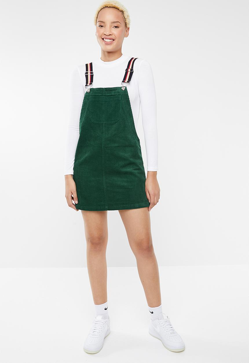 Forever21 - Corduroy pinafore dress with front pocket - green