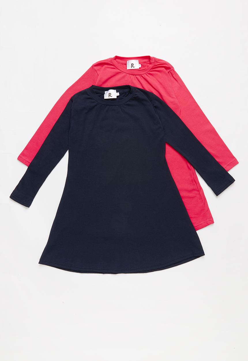 Rebel Republic - Long sleeve dress - pink & navy