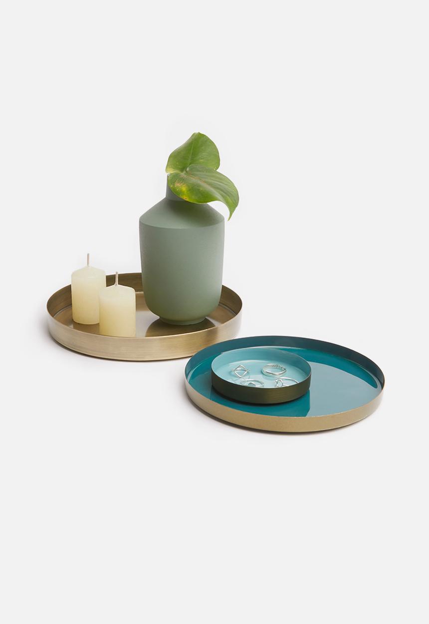 Sixth Floor - Etherea trays set of 3 - brass & turquoise 