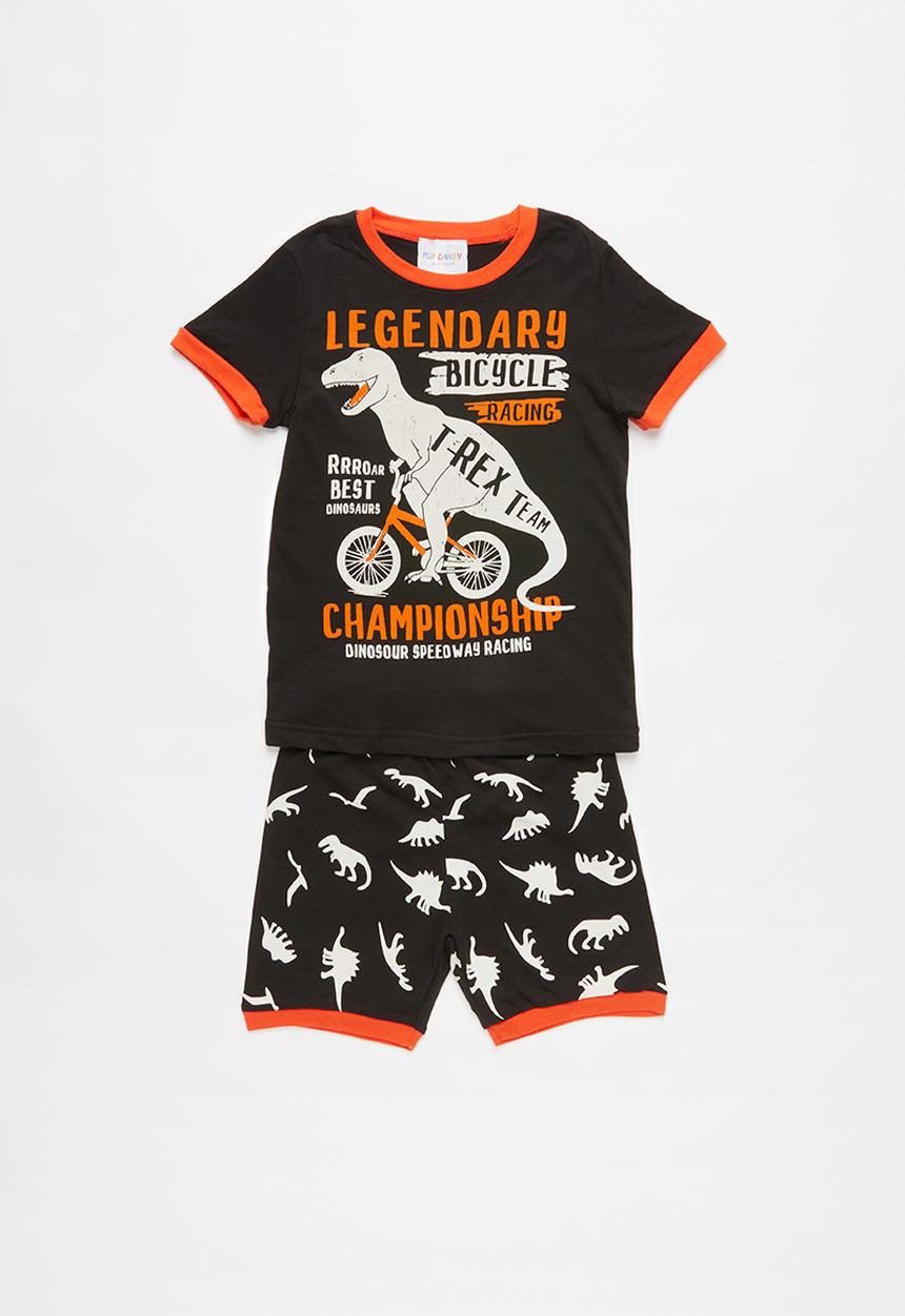 Pop Candy - Dino print pj set - black