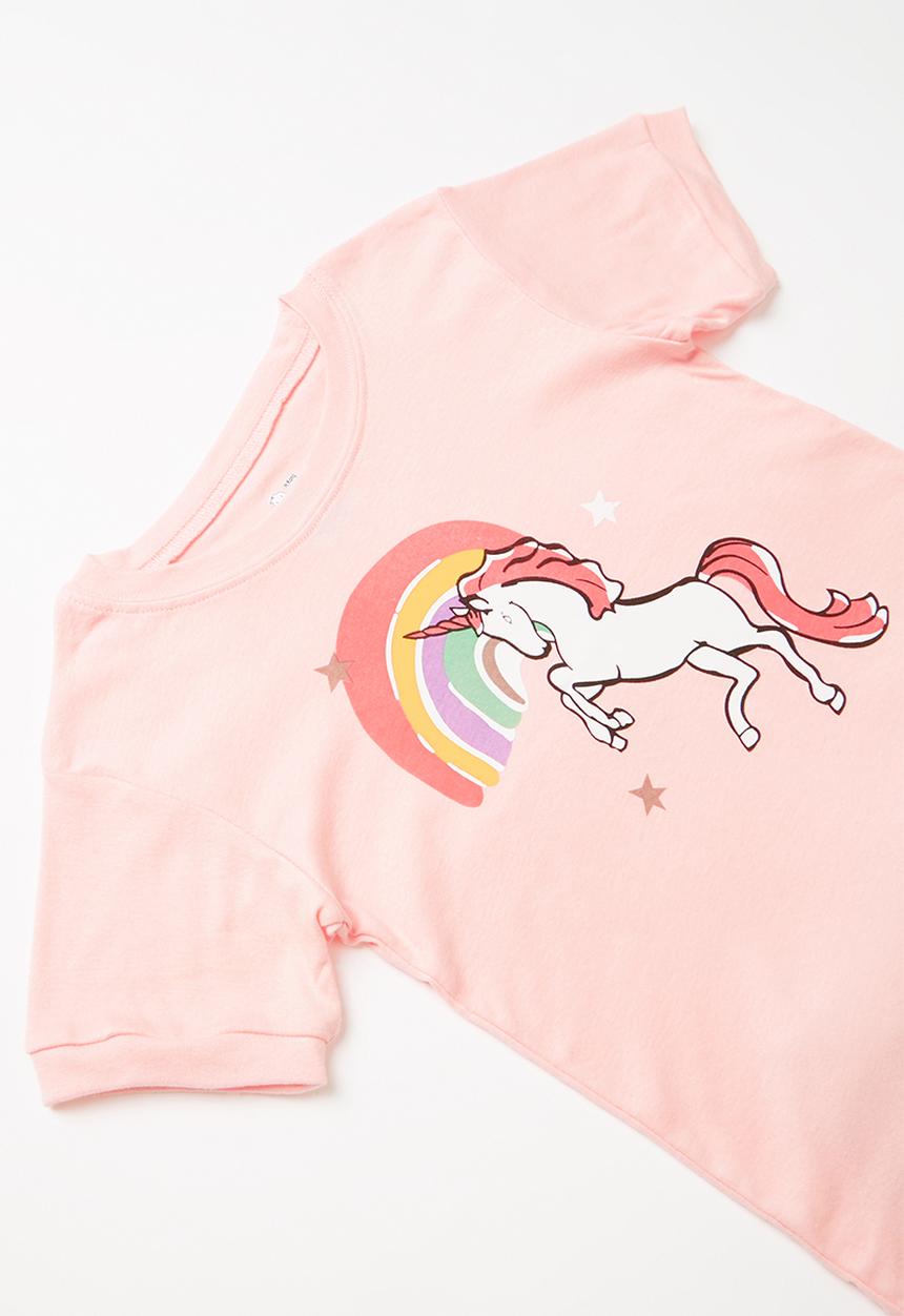 Pop Candy - Unicorn print pj set - pink & grey 