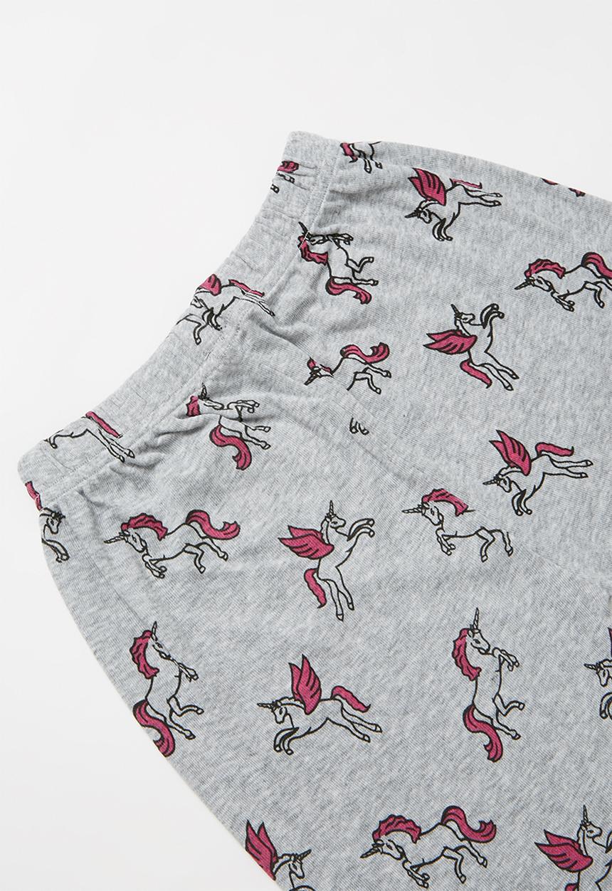 Pop Candy - Unicorn print pj set - pink & grey 