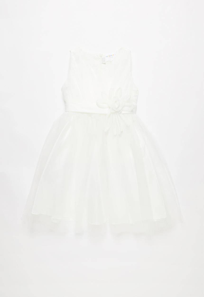 Pop Candy - Chiffon dress with flower detail - white