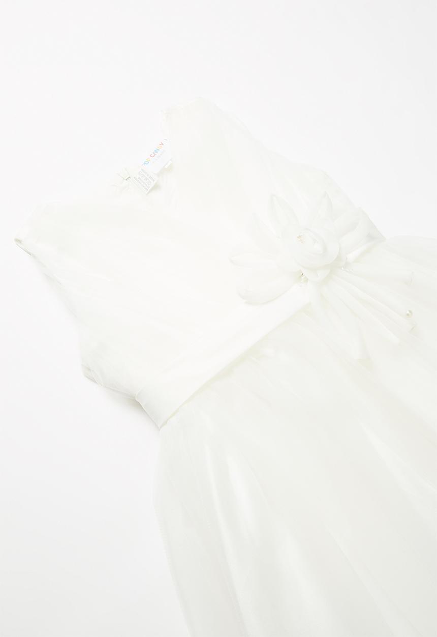 Pop Candy - Chiffon dress with flower detail - white